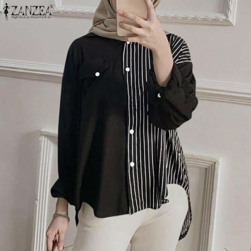 Zanzea Áo Sơ Mi Tay Dài Họa Tiết Sọc Thời Trang Cho Nữ