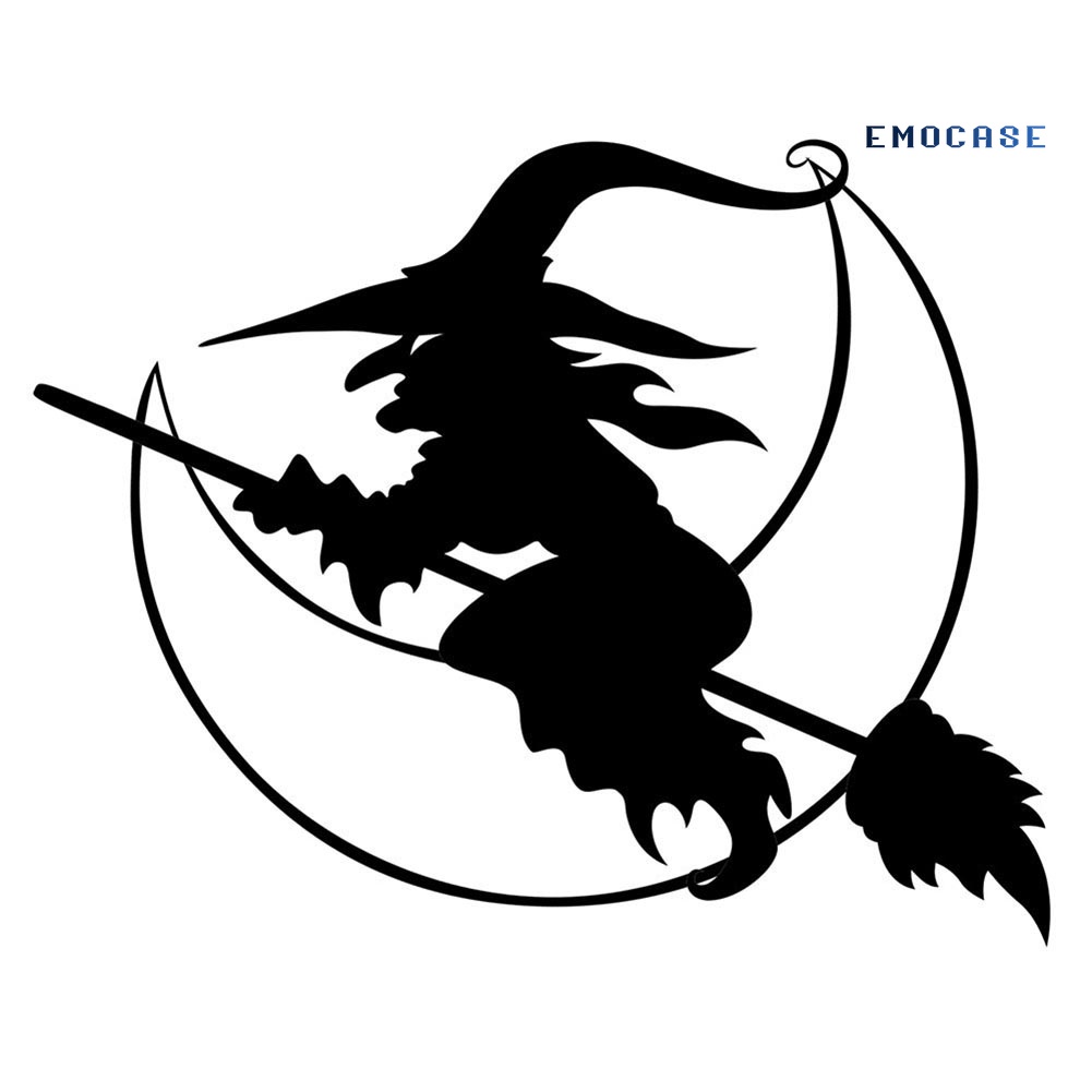 Miếng Dán Trang Trí Xe Hơi Họa Tiết Phù Thủy Và Chổi Halloween Độc Đáo