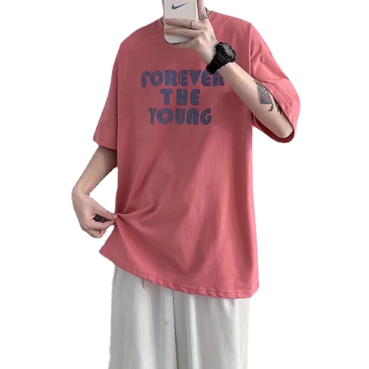 Áo Thun Tay Ngắn Dáng Rộng In Chữ Thời Trang Mùa Hè Cho Nam Và Nữ Size M-8XL