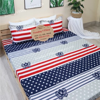 [Giá rẻ cực sốc] Bộ ga gối 3 món cờ Mỹ Poly Cotton siêu chất, siêu bền đẹp 1m6x2m
