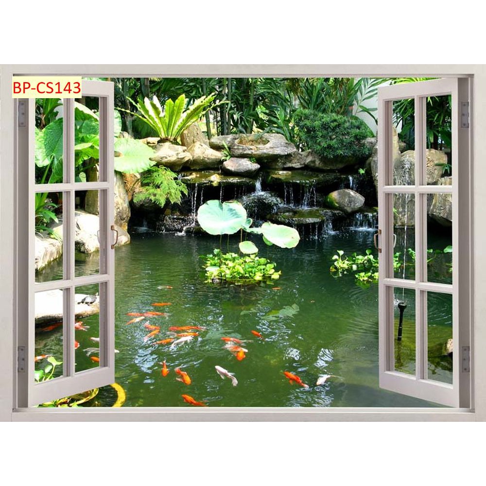 Tranh dán tường 3D khung cửa sổ sang trọng, lịch sự mẫu mã đẹp mắt, phù hợp nhiều không gian