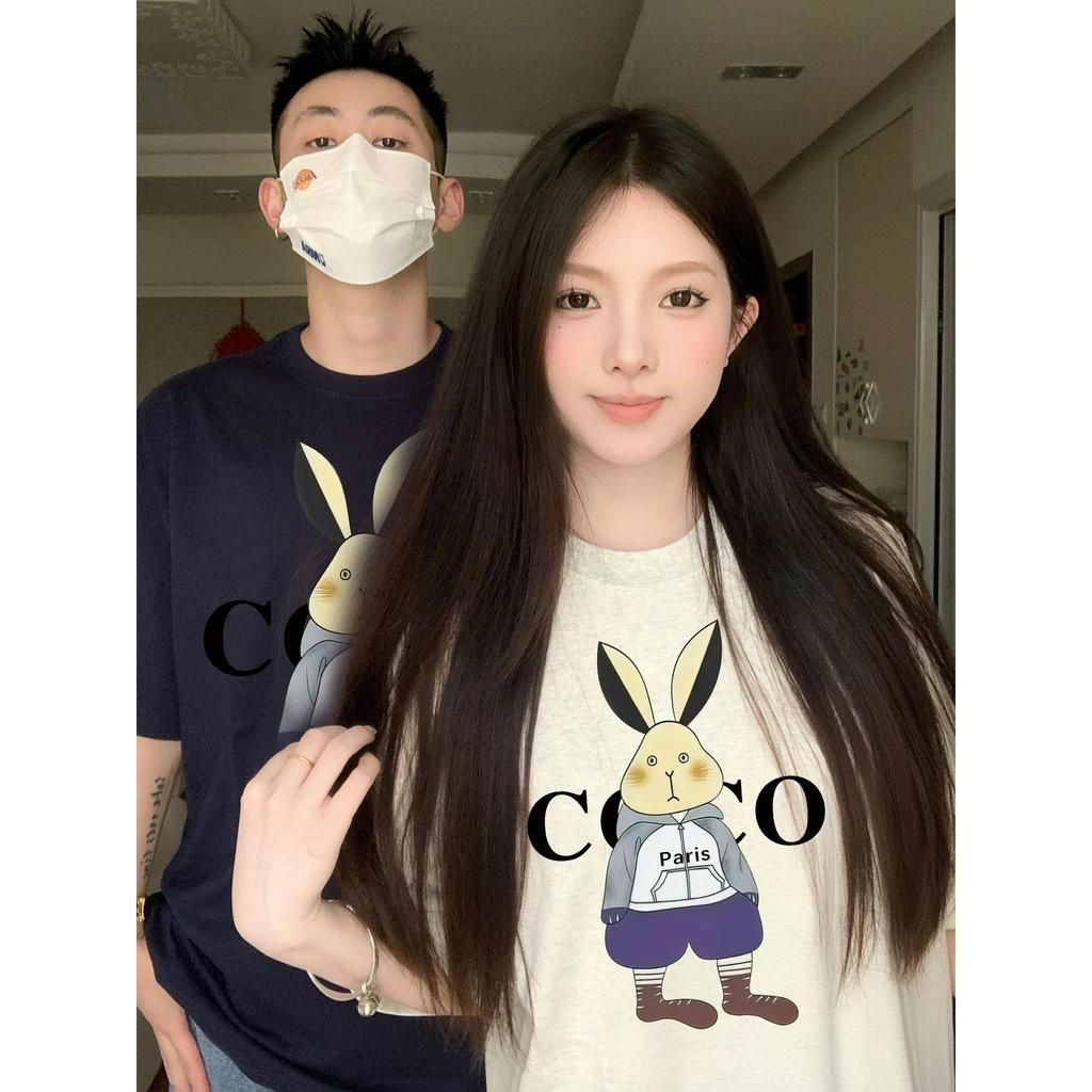 ihkke Áo Thun 100% cotton Tay Ngắn In Hình Thỏ Nhiều Màu Sắc Unisex