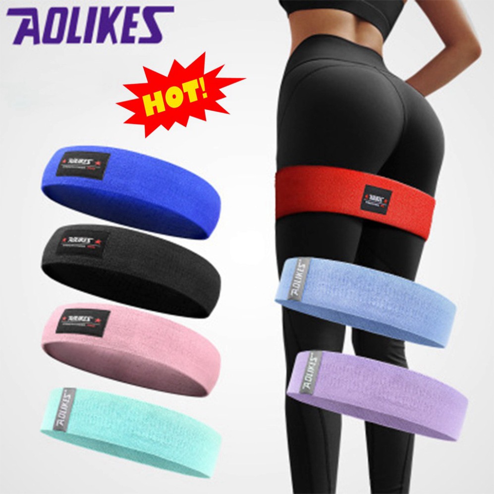 [FLASH❤️SALE] Dây mini band kháng lực tập chân mông Aolikes, dây thun vải tập gym mini band co giãn cho nữ