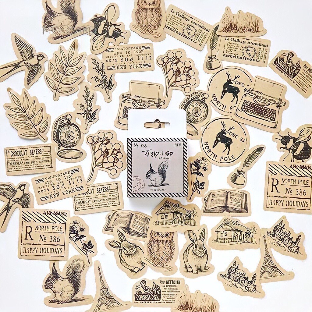 Hộp 45 Sticker Vintage Cổ điển