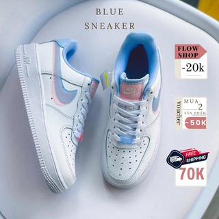 Giày sneaker nam nữ af1 trắng vạch xanh hồng