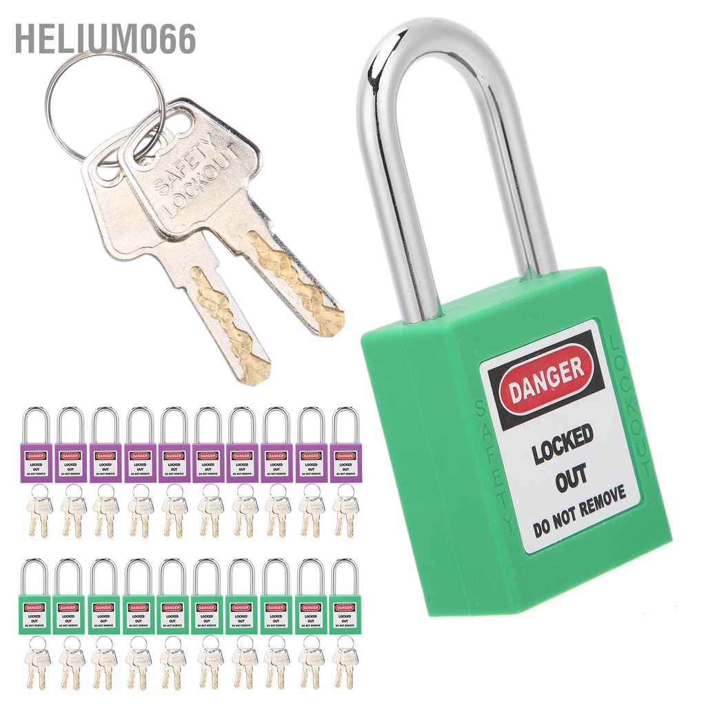 Helium066 10Sets 38mm Lockout Tagout Lock Thiết kế cách ly nylon bền bỉ Ổ khóa chống ăn mòn với 20 chìa