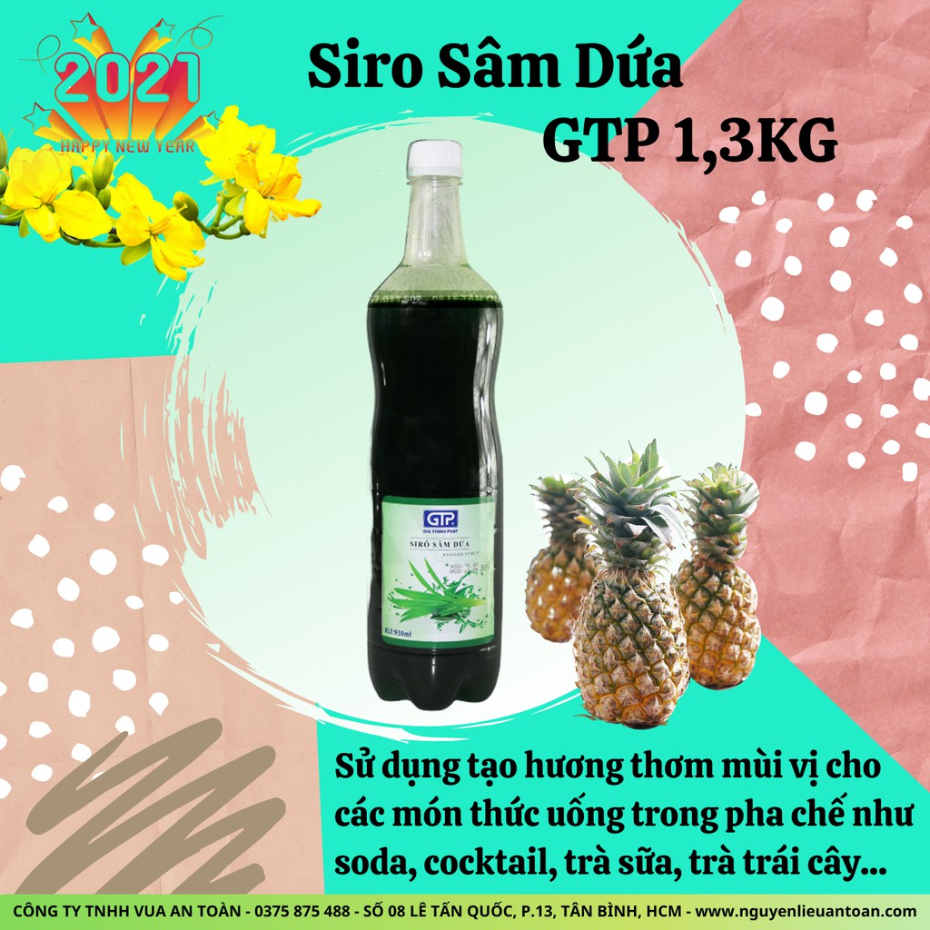Siro Sâm Dứa GTP 1.3kg Hương Vị Đậm Đà, Vị Ngọt Tự Nhiên