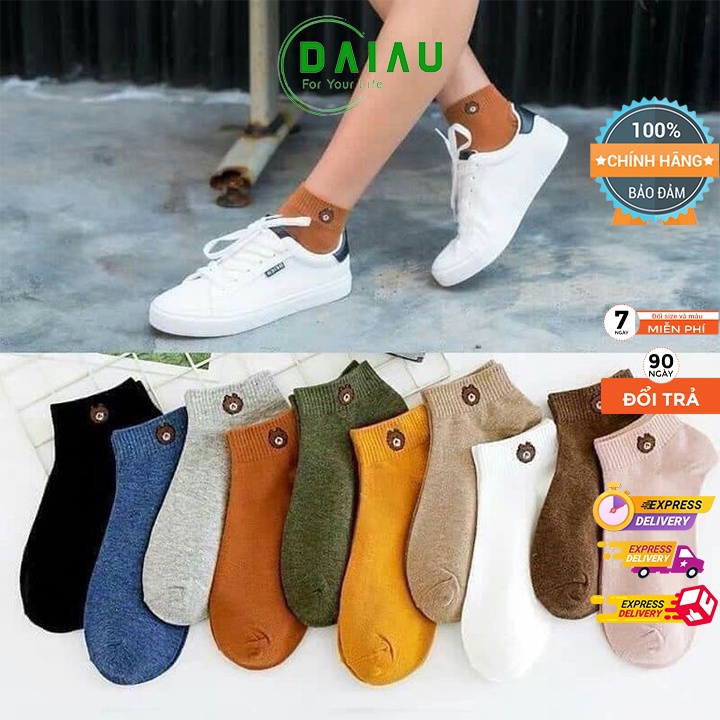 Tất Gấu Nữ  Cổ Ngắn Chất Cotton Thoáng Mát Phong Cách Hàn Quốc Đẹp 10 Màu COMBO 5 Đôi TG10 | BigBuy360 - bigbuy360.vn