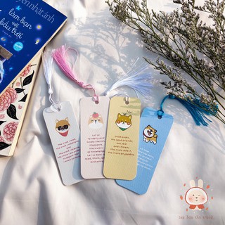 SET BOOKMARK (THẺ ĐÁNH DẤU SÁCH) CHỦ ĐỂ CHÚ CHÓ SHIBA KÈM DÂY TUA RUA