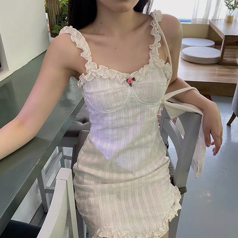 [SẴN] Đầm hai dây trắng gợi cảm, dễ thương ROSIE DRESS (Kèm ảnh thật)