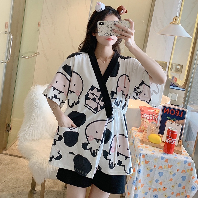 Bộ mặc nhà Kimono Bigsize đồ ngủ nữ thun sữa thoáng mát BC26