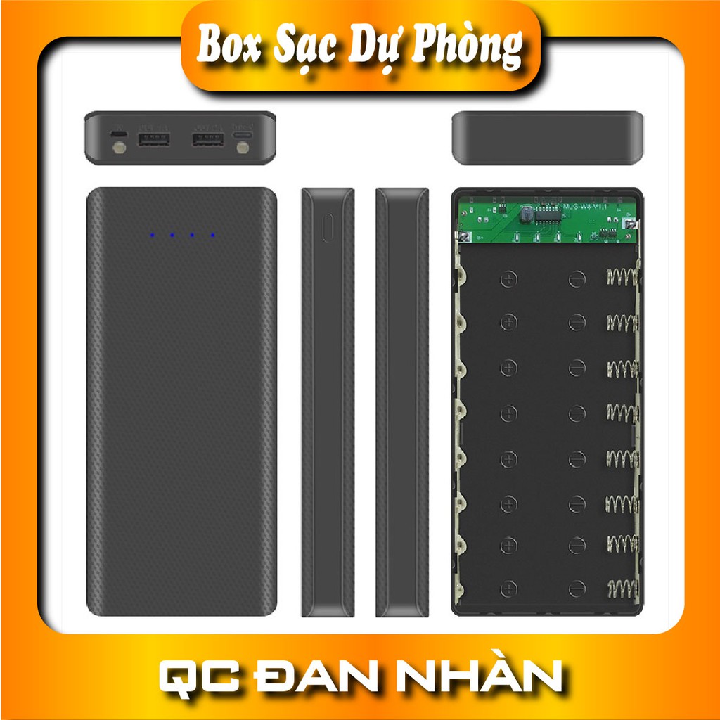 Box sạc dự phòng 8 cell, hộp sạc dự phòng 8 pin KHÔNG KÈM PIN