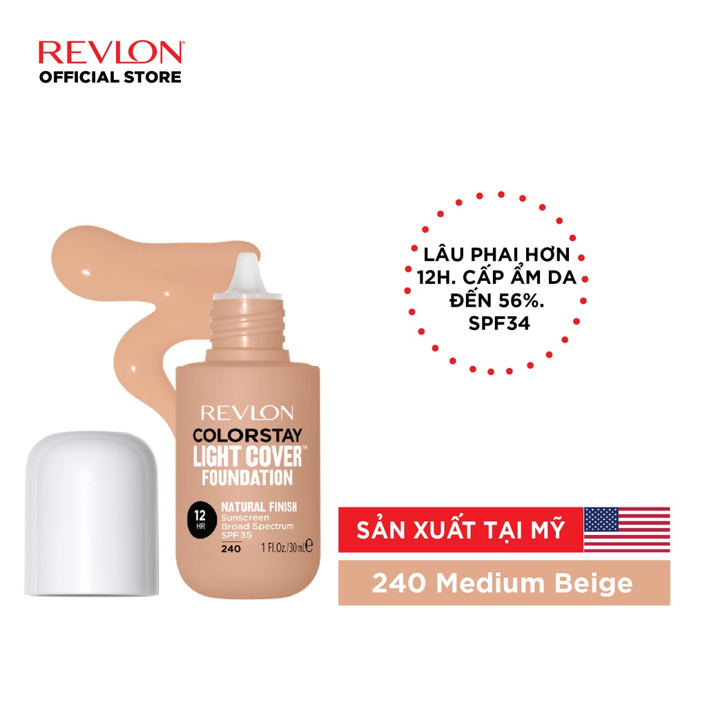 [Thêm vào giỏ hàng &amp; nhận quà] KEM NỀN MỎNG NHẸ LÂU PHAI 12H - REVLON COLORSTAY LIGHT COVER™ FOUNDATION SPF 34 30ml