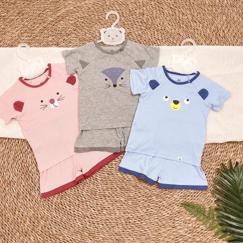 Little Love Bộ Cộc Tay Chất Thun Tăm In Tràn Lil Mềm Mại Thoáng Mát Cho Bé Trai Bé Gái