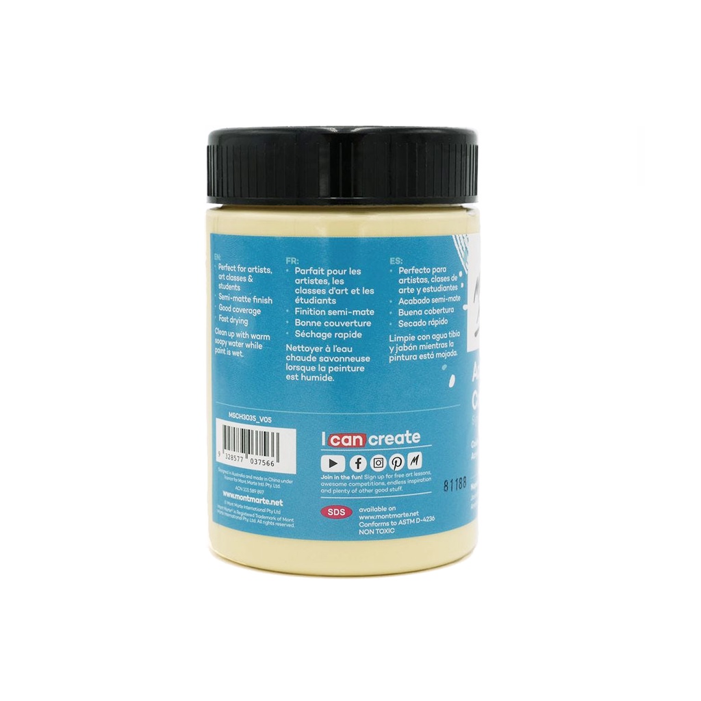 Màu Acrylic Mont Marte 300ml - Naples Yellow - Acrylic Colour Paint Signature 300ml (10.1oz) - MSCH3035