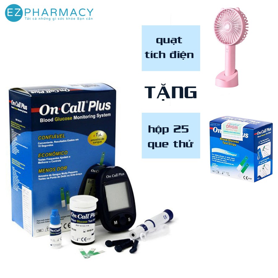 Máy Đo Đường Huyết Acon On Call Plus Chính Hãng. Bảo Hành trọn đời - Tặng 1 quạt tích điện