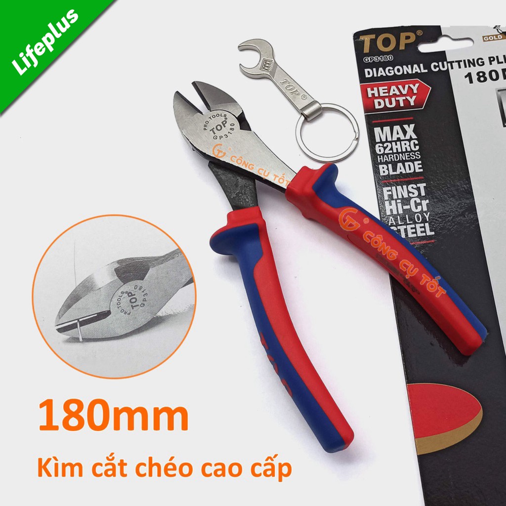 Kìm cắt chéo cao cấp TopGold 180mm lưỡi thép giàu Crôm tôi cao tần độ cứng HRC62