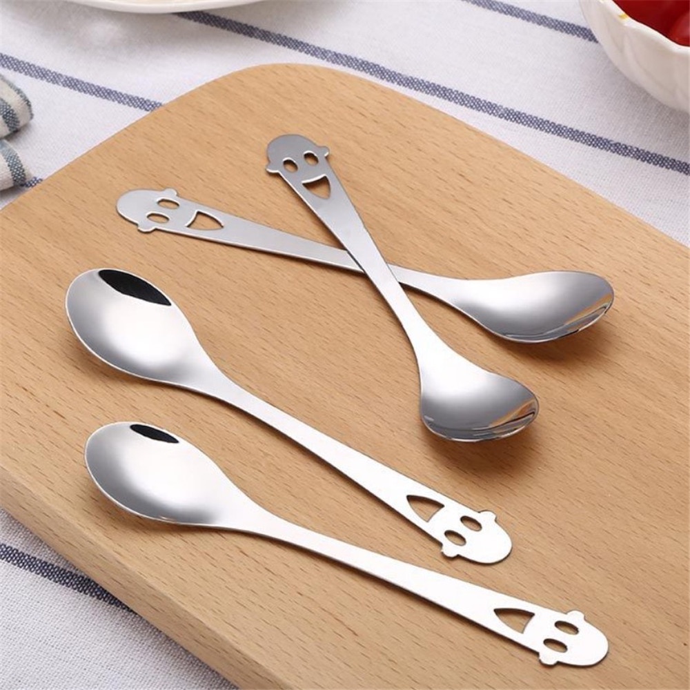 Bộ 5 Muỗng Cà Phê Bằng Thép Không Gỉ Hình Mặt Cười Ngộ Nghĩnh