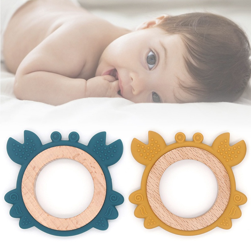 Đồ Chơi Ngậm Nướu Hình Con Cua Hoạt Hình Bằng Silicone Dành Cho Trẻ Em