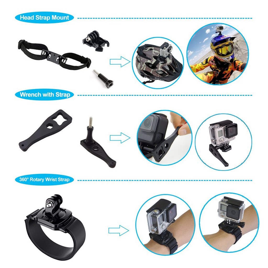 Bộ Phụ Kiện 50 Trong 1 Chuyên Dụng Dành Cho Camera Hành Trình GoPro Hero 9 8 7 6 5s 5 / 4S / 4 / 3 + Xiaoyi