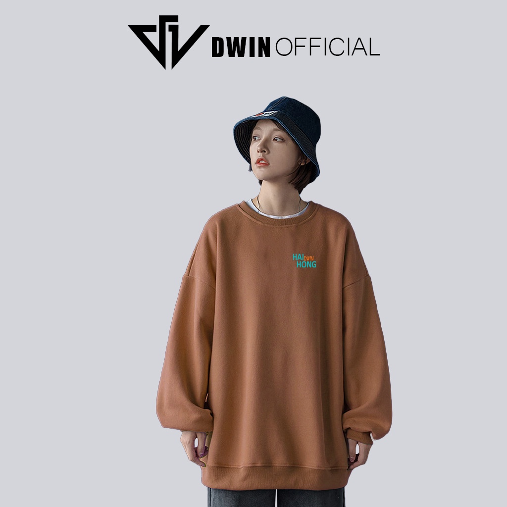 Áo sweater nỉ Hải Phòng unisex DWIN basic nam nữ form rộng oversize local brand SP00105