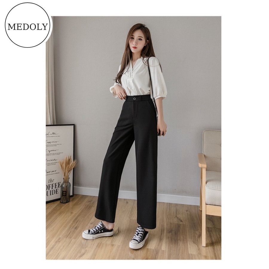 Quần ống suông rộng nữ , quần tây ống xuông nữ phong các Hàn Quốc | BigBuy360 - bigbuy360.vn