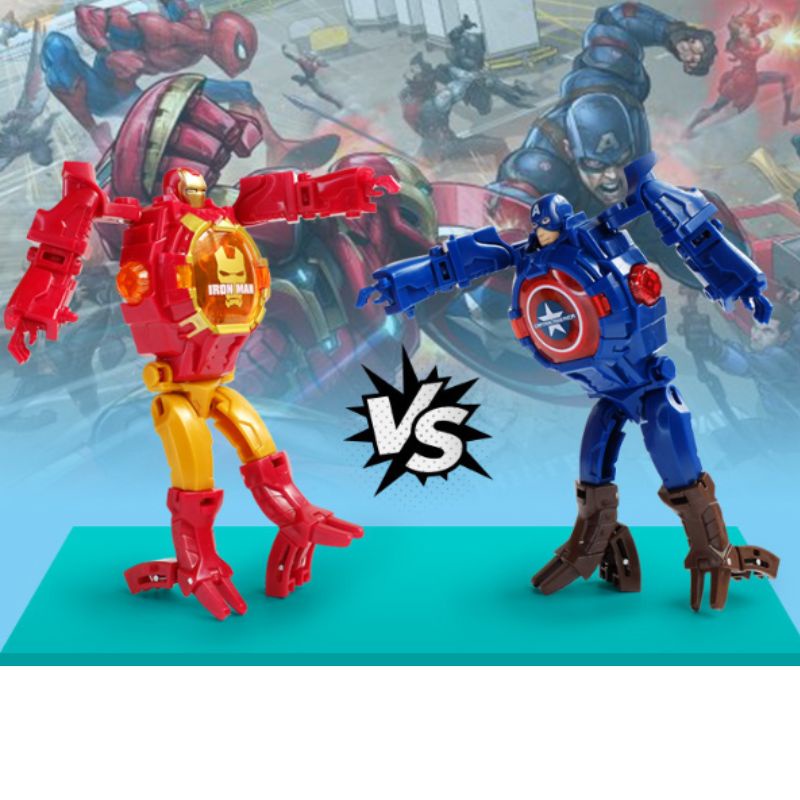 Đồng hồ biến hình đeo Tay cho bé - hình người Nhện, Sắt, đội trưởng Mỹ có đèn chiếu hình ảnh - 2 trong 1