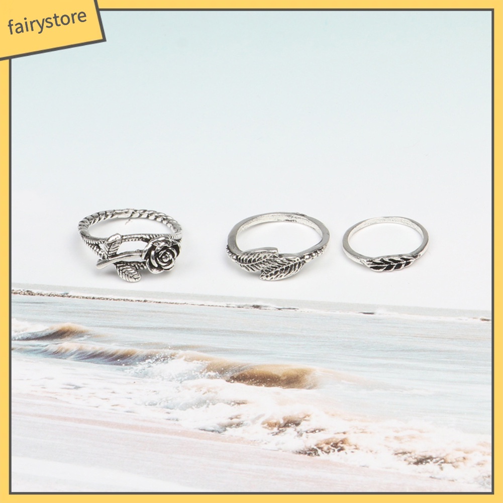 Bộ 10 Nhẫn Đeo Tay Phong Cách Retro Xinh Xắn