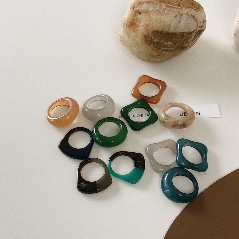 Nhẫn Hợp Kim Màu Tối Phong Cách Retro Cho Nữ