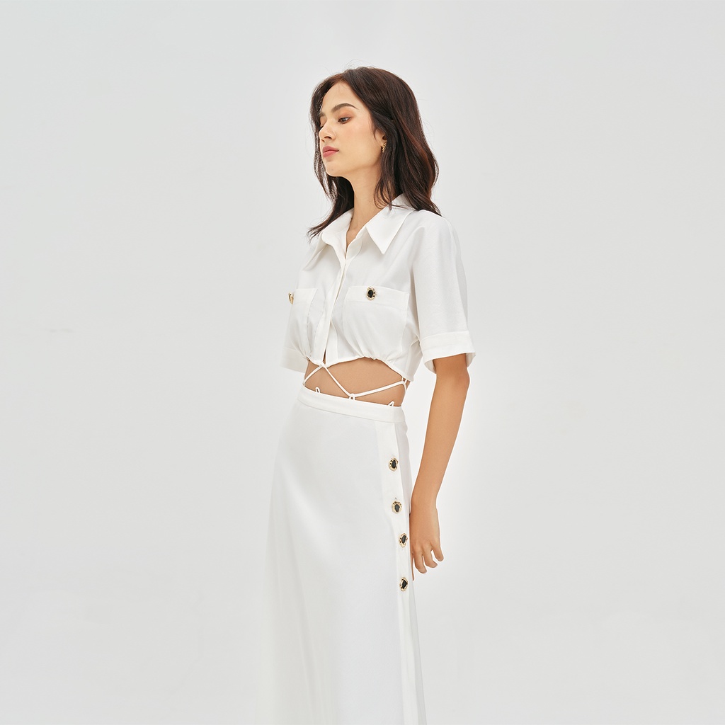 DEAR JOSÉ - Áo kiểu tay ngắn Solomon vải cotton trắng