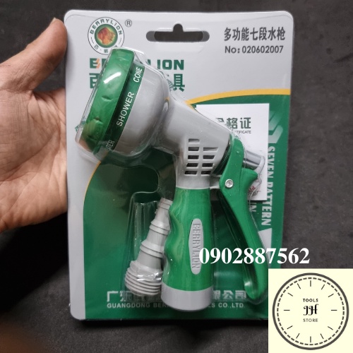 Vòi xịt rửa xe tưới cây đa năng ( 7 chế độ xịt ) áp lực nước siêu mạnh Berrylion 020602007