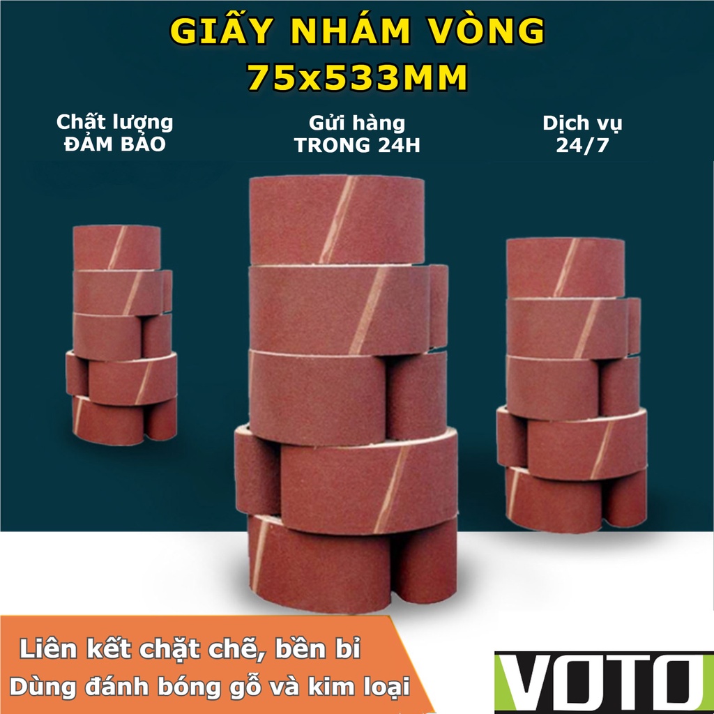 Giấy nhám vòng 75x533 mm đánh bóng gỗ, kim loại nhiều độ nhám