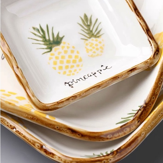 Bộ Bát Đĩa 🍍 Hình Quả Dứa Chén Dĩa Dễ Thương Bát Ăn Cơm Đĩa Tô Sứ Decor Cute Đẹp Cao Cấp