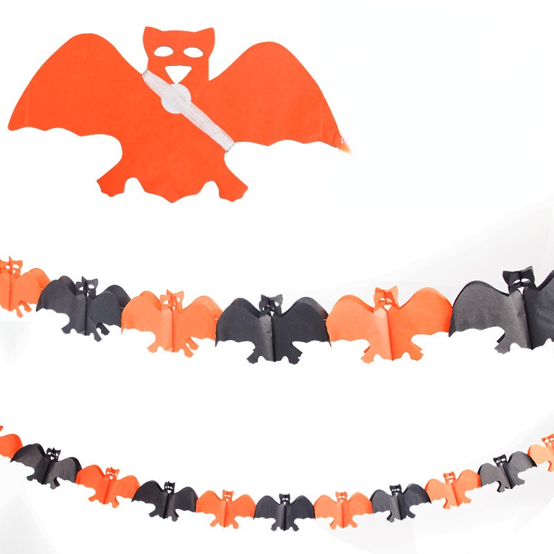 Dây Cờ Treo Trang Trí Halloween Hình Ma  Dơi  Dơi  Hoa Bằng Giấy