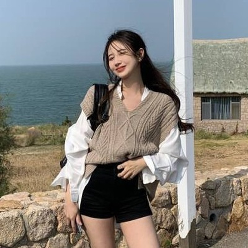 Áo Len Nữ Không Tay Cổ Chữ V Thời Trang Thu Đông Hàn Quốc 11200 | BigBuy360 - bigbuy360.vn