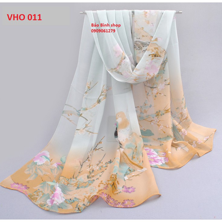 Khăn choàng cổ voan hoa, thắt nơ áo sơ mi, quàng cổ