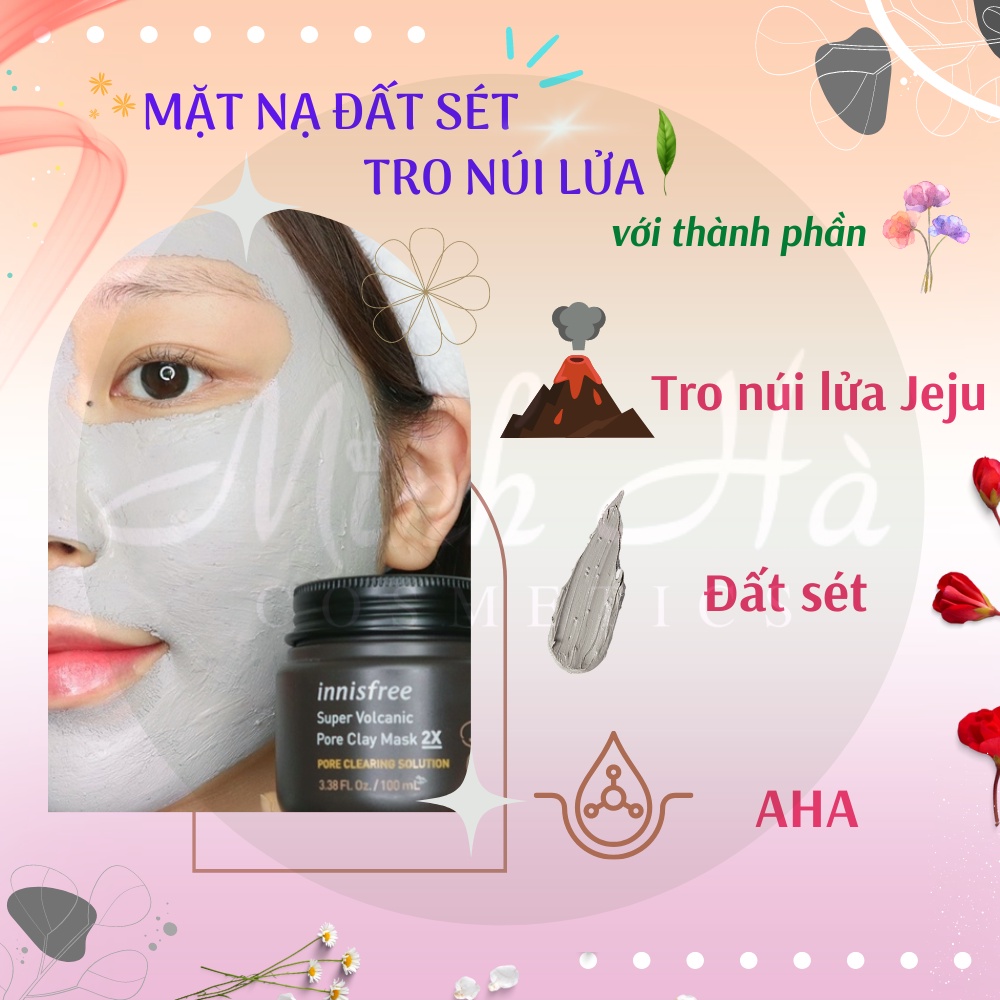 Mặt nạ đất sét Innisfree Super Volcanic Pore Clay Mask 2X 100ml giúp loại bỏ bã nhờn cho da sáng mịn