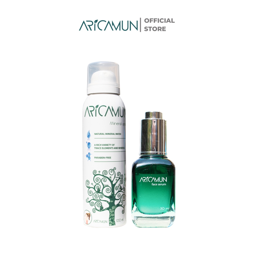 Bộ Đôi Cấp Nước Cho Da Dầu Aricamun: Serum HA 30ml + Xịt Khoáng Kiềm Dầu 100ml