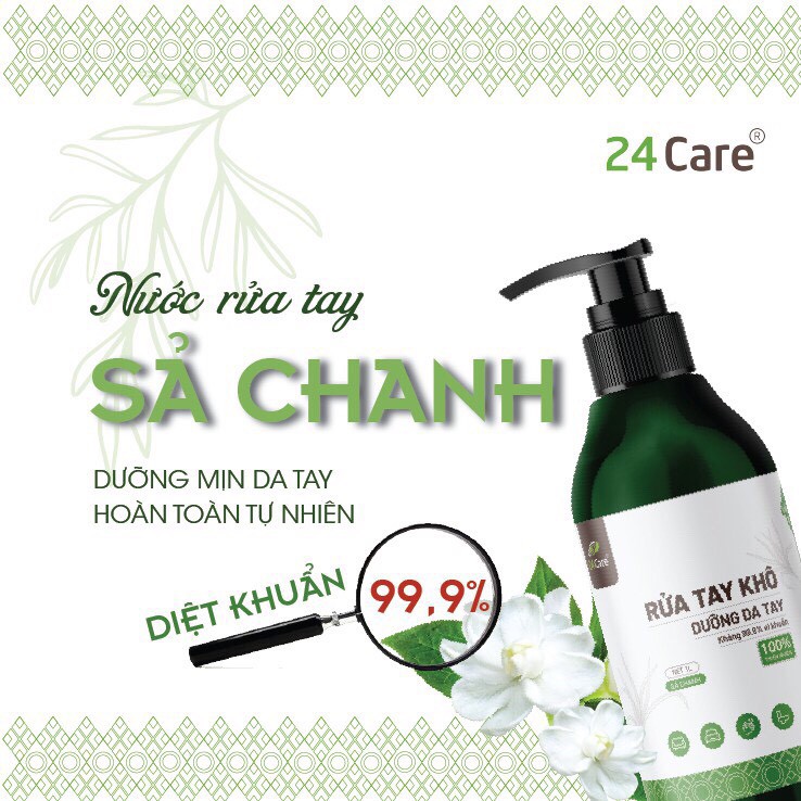 [DIỆT KHUẨN] Nước rửa tay khô 24Care nguồn gốc thiên nhiên 5 lít Sả Chanh/ Bạc Hà/ Cam Ngọt - diệt khuẩn 99,9%