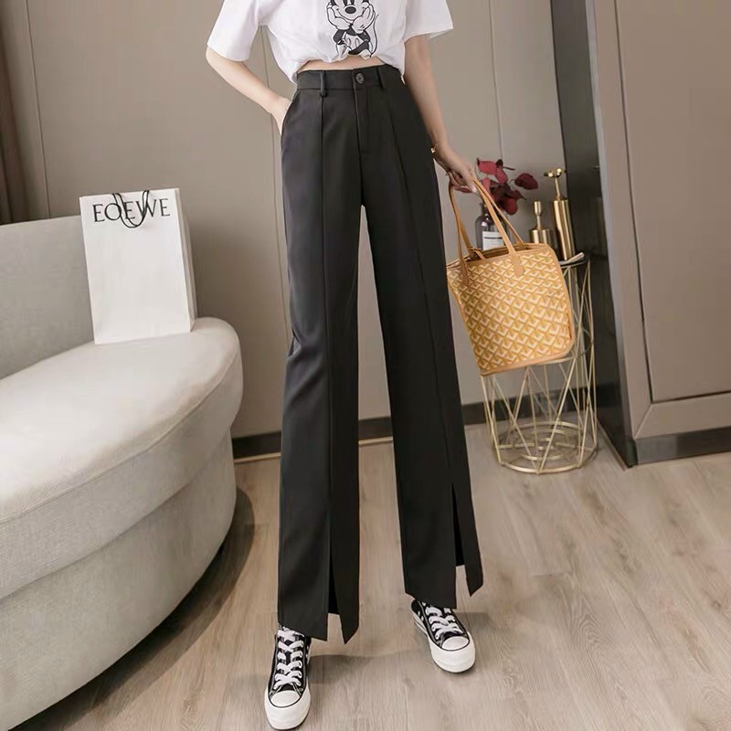 [HOT] Quần Ống Suông Xẻ Gấu Cạp Cao Hack Dáng | BigBuy360 - bigbuy360.vn