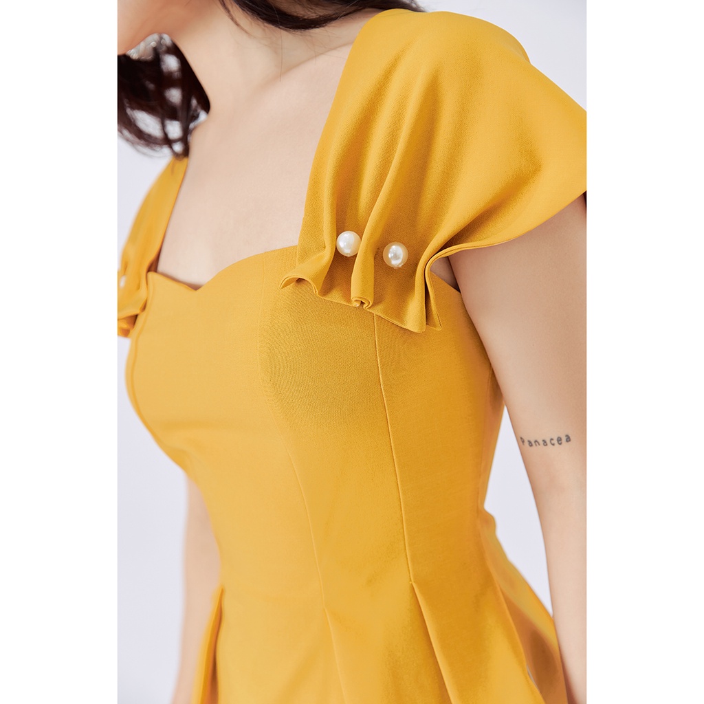 Áo peplum 20sexy by 20AGAIN, sơ mi thiết kế công sở thanh lịch tay nhún đính cúc ASA0852