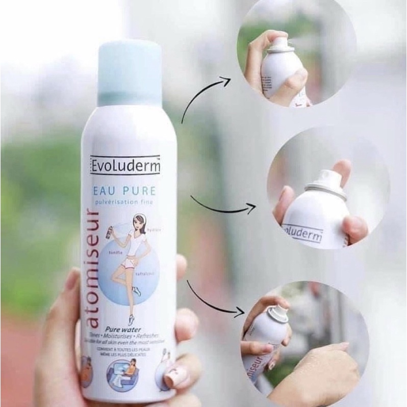 Xịt khoáng Evoluderm giúp dưỡng ẩm và làm dịu da của Antomiseur Eau Pure -Alisa