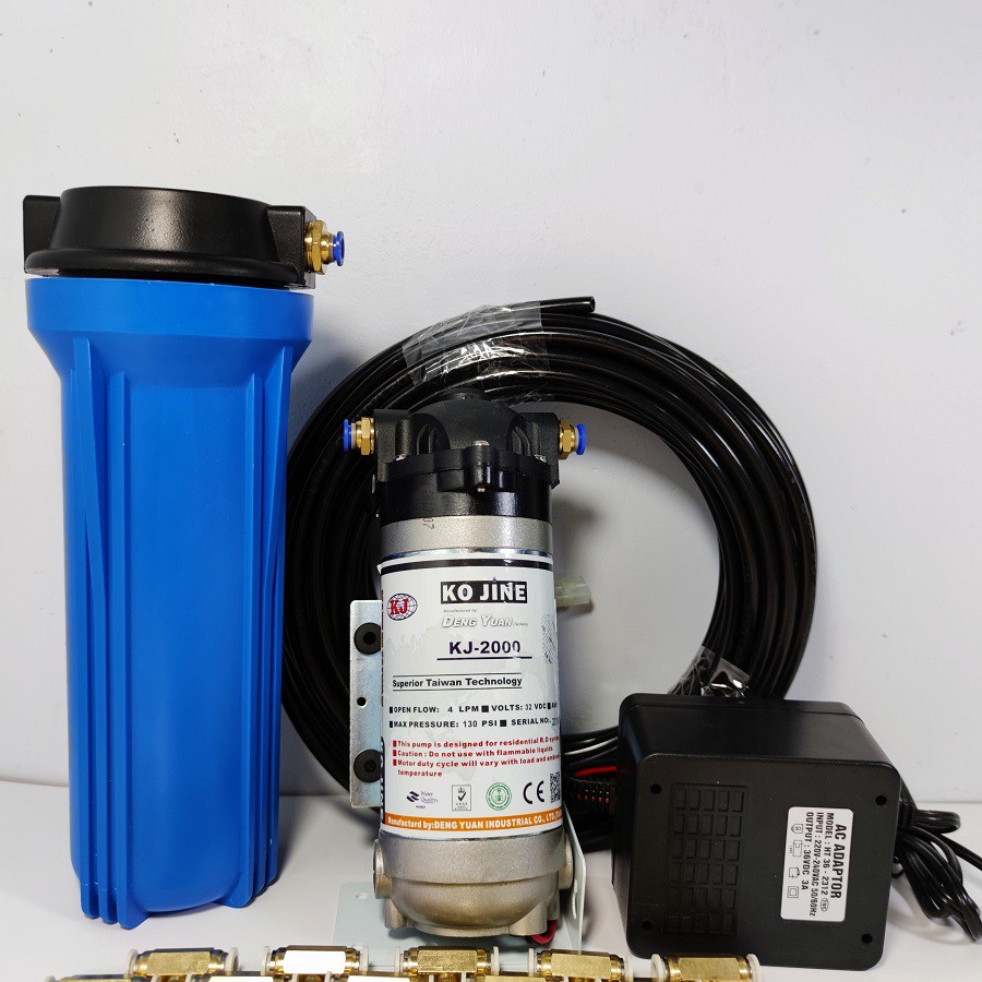 Hệ thống phun sương 60 đầu phun - Bơm Hawin KJ 2000