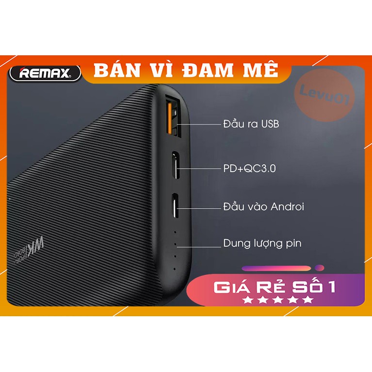 Sạc dự phòng Remax (Pd, Qc 3.0) 10000 mah mới