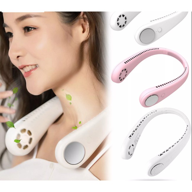 Quạt Đeo Cổ USB Mini Tích Điện Không Cánh Chính Hãng Công Nghệ Quốc Tế Tiện Lợi, Thời Tra