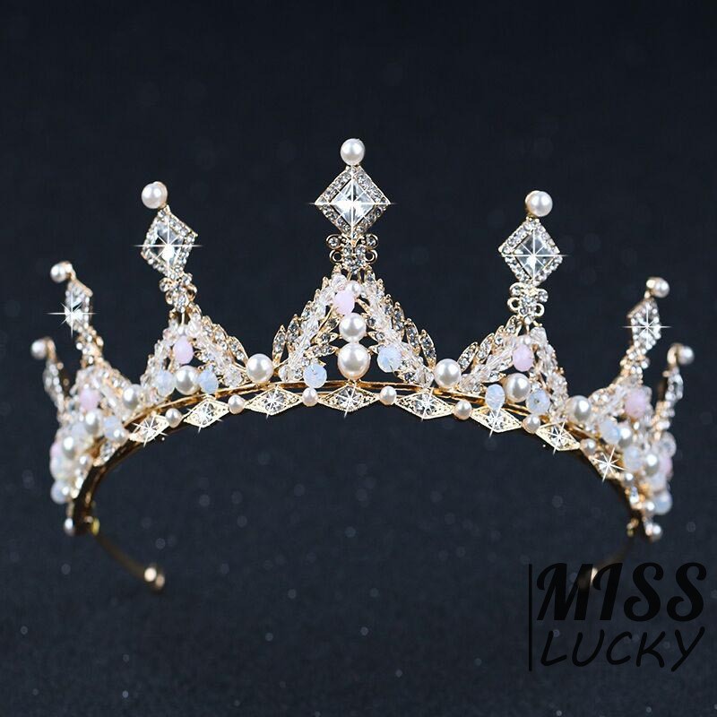 Vương miện đính đá và ngọc trai siêu xinh cho nữ