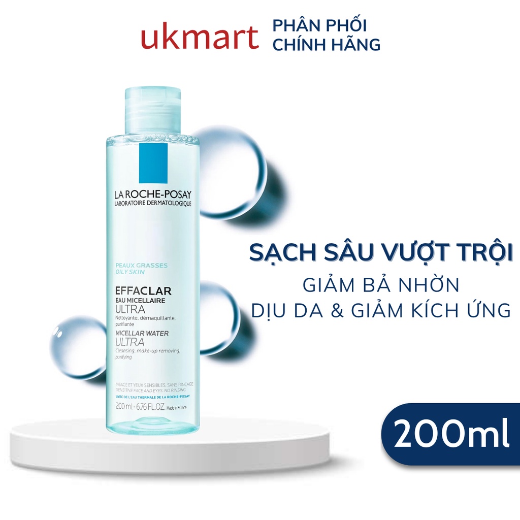 Nước làm sạch sâu và tẩy trang da dầu nhạy cảm La Roche-Posay Micellar Water 200ml