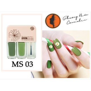 ~NEW~Set sơn móng tay 3 màu mới nhất - kèm sticker dán móng hoa cúc