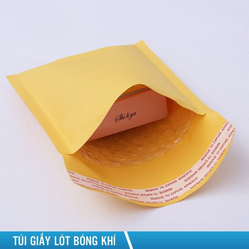 CÓ SẴN - 11x15 cm- 25 túi giấy niêm phong màu vàng lót bóng khí chống sốc