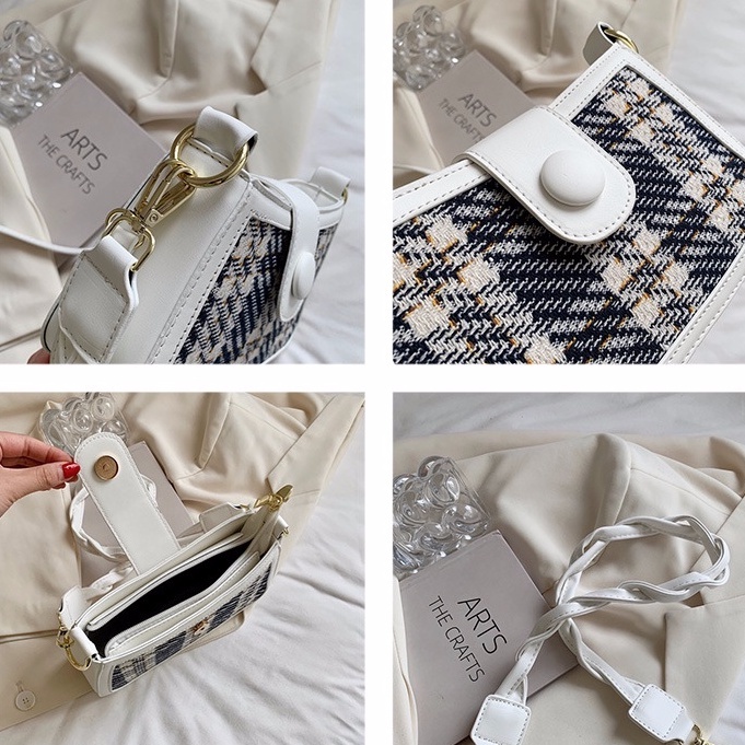 Túi xách nữ đeo chéo đeo vai loại đẹp da Pu phối dạ phong cách Hàn Quốc trẻ trung CV29